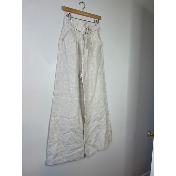 NWT The Femm Iris Super Wide Leg High Waisted Linen Pant Natura Size: Small - Picture 3 of 8